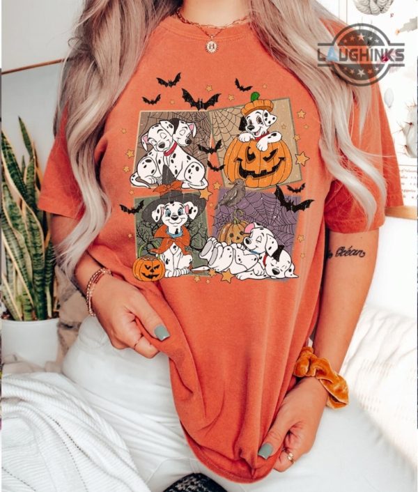 101 dalmatians shirt sweatshirt hoodie mens womens adults kids disney costumes vintage disneyland halloween shirts sppoky vibes pumpkin dogs tshirt laughinks 1
