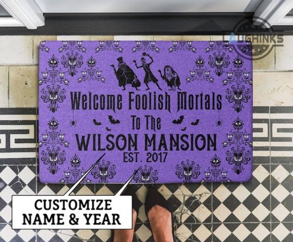 welcome foolish mortals doormat personalized haunted mansion doormat hitchhiking ghost halloween home decoration funny custom family hosewarming gift laughinks 1