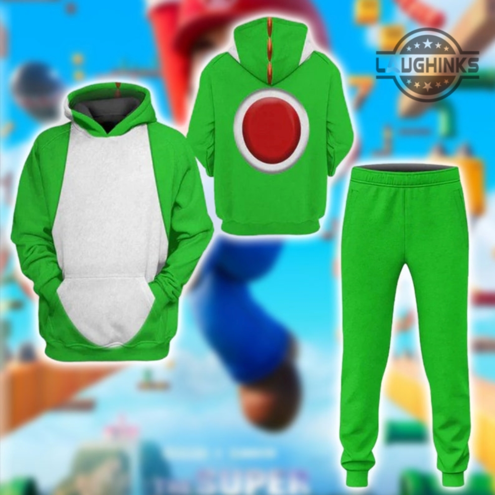 Yoshi Hoodie Tshirt Sweatshirt Sweatpants All Over Printed Super Mario Yoshi Halloween Costume Yoshi Costumes Adults Kids Game Super Mario Bros Cosplay Green Suit