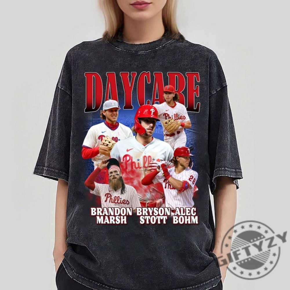 Vintage 90S Daycare Philadelphia Baseball Shirt Bryson Stott Alec Bohm Brandon Marsh Bootleg Tshirt Bryson Stott Alec Bohm Brandon Sweatshirt 90S Style Hoodie Gift For Phillies Fan Shirt