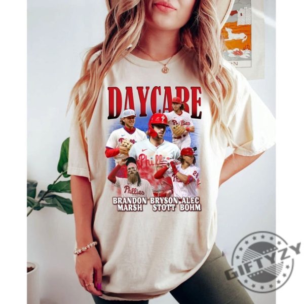Vintage 90S Daycare Philadelphia Baseball Shirt Bryson Stott Alec Bohm Brandon Marsh Bootleg Tshirt Bryson Stott Alec Bohm Brandon Sweatshirt 90S Style Hoodie Gift For Phillies Fan Shirt giftyzy 3