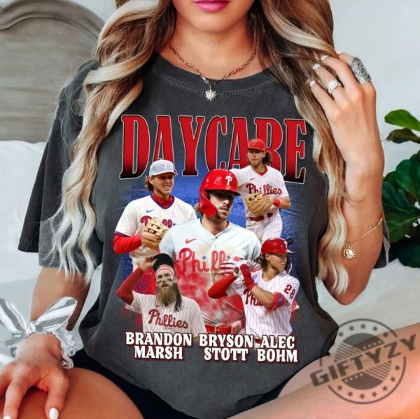 Vintage 90S Daycare Philadelphia Baseball Shirt Bryson Stott Alec Bohm Brandon Marsh Bootleg Tshirt Bryson Stott Alec Bohm Brandon Sweatshirt 90S Style Hoodie Gift For Phillies Fan Shirt giftyzy 4