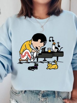 Freddie Mercury Charlie Brown Tshirt Freddie Mercury And His Cats Tshirt Freddie Mercury Playing The Piano Shirt Queen Band Tshirt revetee 4