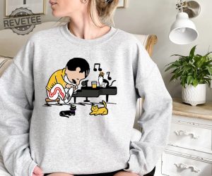 Freddie Mercury Charlie Brown Tshirt Freddie Mercury And His Cats Tshirt Freddie Mercury Playing The Piano Shirt Queen Band Tshirt revetee 5