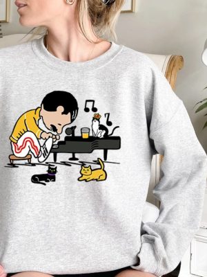 Freddie Mercury Charlie Brown Tshirt Freddie Mercury And His Cats Tshirt Freddie Mercury Playing The Piano Shirt Queen Band Tshirt revetee 5