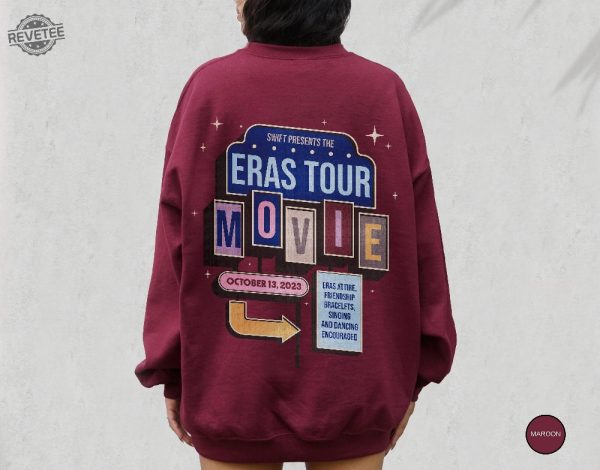 Eras Movie Sweatshirt Eras Tour Movie Outfit Taylor Swiftie Merch Eras Movie Bracelet Taylor And Travis Swiftie Gifts Retro Movie Tee revetee 8