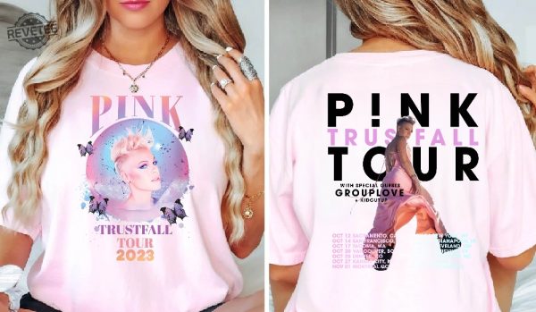 Pink Trustfall Tour 2023 Trustfall Album Tee Pink Singer Tour Music Festival Shirt Concert Apparel Tour Tshirt Pink Music revetee 1