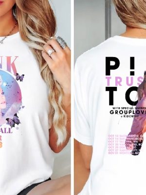 Pink Trustfall Tour 2023 Trustfall Album Tee Pink Singer Tour Music Festival Shirt Concert Apparel Tour Tshirt Pink Music revetee 2