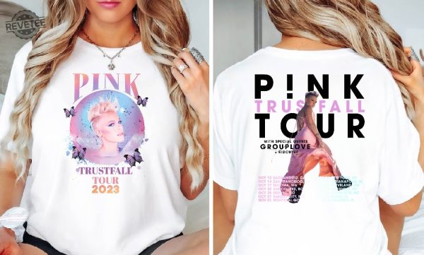Pink Trustfall Tour 2023 Trustfall Album Tee Pink Singer Tour Music Festival Shirt Concert Apparel Tour Tshirt Pink Music revetee 2