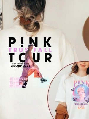 Pink Trustfall Tour 2023 Trustfall Album Tee Pink Singer Tour Music Festival Shirt Concert Apparel Tour Tshirt Pink Music revetee 3