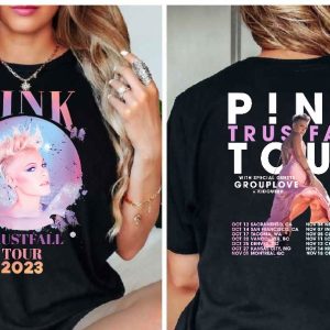 Pink Trustfall Tour 2023 Trustfall Album Tee Pink Singer Tour Music Festival Shirt Concert Apparel Tour Tshirt Pink Music revetee 4