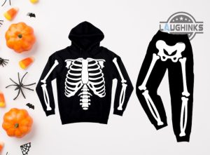 halloween skeleton costume all over printed tshirt hoodie sweatshirt sweatpants suit adults kids funny skeleton bodysuit cosplay mens womens skull shirts near me laughinks 1