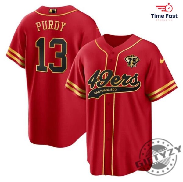 Purdy 13 San Francisco Men Baseball Jersey Shirt Gold Red Print Hockey Jersey Basketball Jersey 3D All Over Printed Shirt giftyzy 1