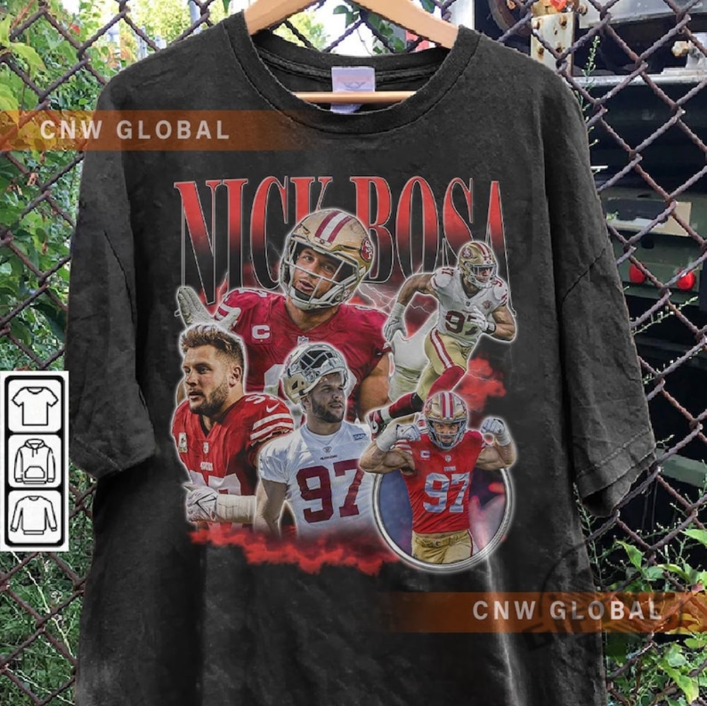 "The Ultimate George Kittle Shirt: Unleash Your Inner 49ers Fan!" 5 Nick Bosa San Francisco Shirt 49Ers Vintage Football 90S Sweatshirt Fan Football Game Day Hoodie Unisex Tshirt Trendy Shirt