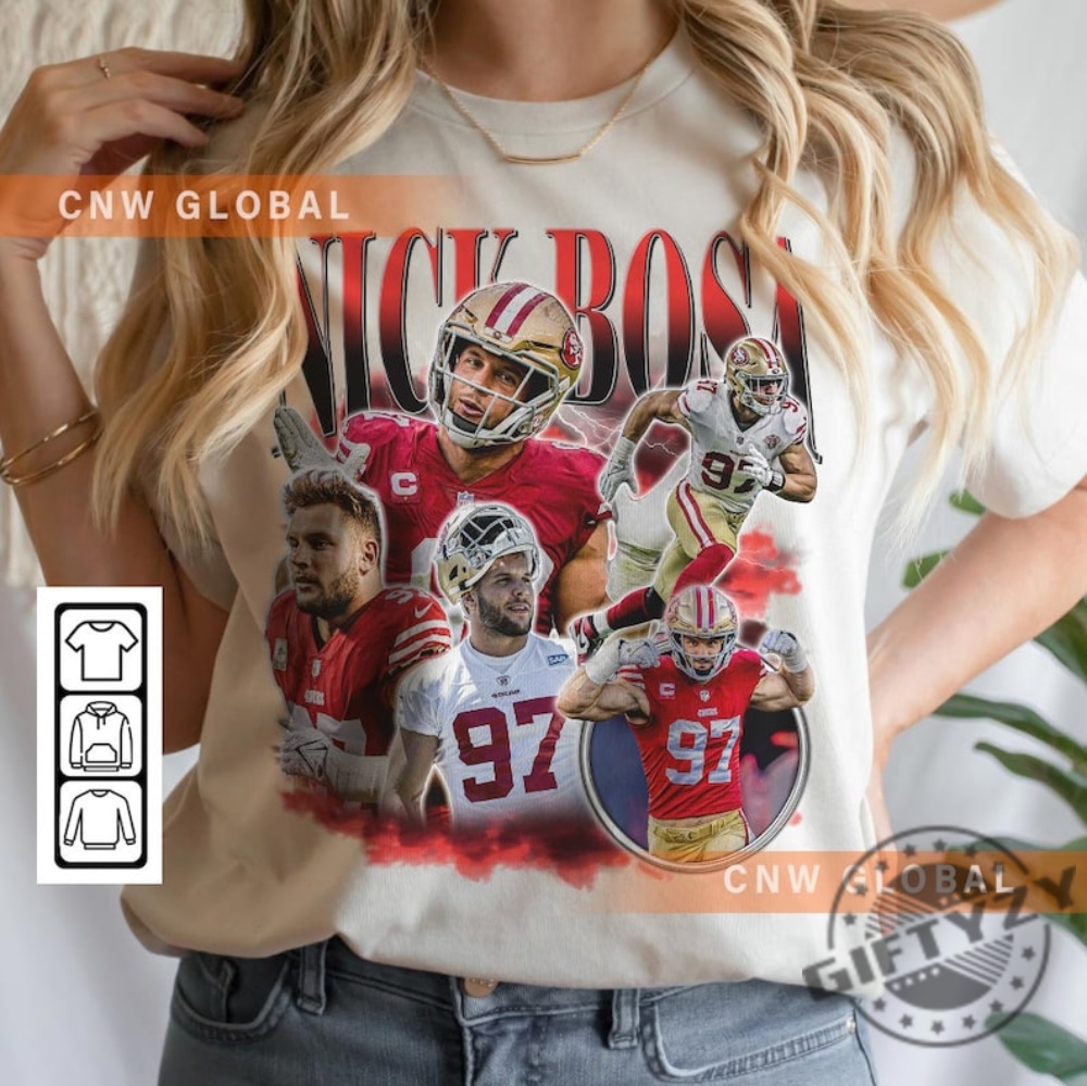 Epicjacket Nick Bosa San Francisco Football ' ' Shirt, Vintage 90s Bootleg Nick Bosa Sweatshirts, American Eras Tour Football Tee 2408P Men and Women's Youth T