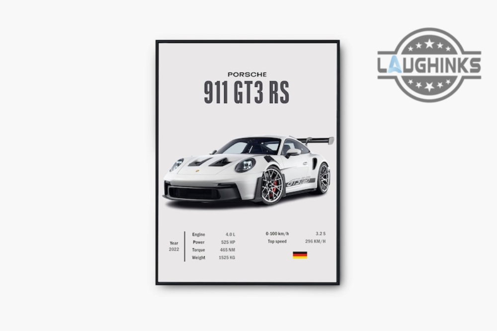 Porsche 911 Gt3 Rs Poster Canvas Printed Porsche Poster With Frame Ready To  Hang Wall Art Luxury Car Room Decoration Upload Your Car Image Gift For Car  Lovers - Laughinks