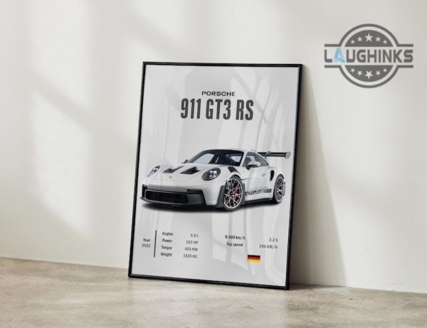 porsche 911 gt3 rs poster canvas printed porsche poster with frame ready to hang wall art luxury car room decoration upload your car image gift for car lovers laughinks 2