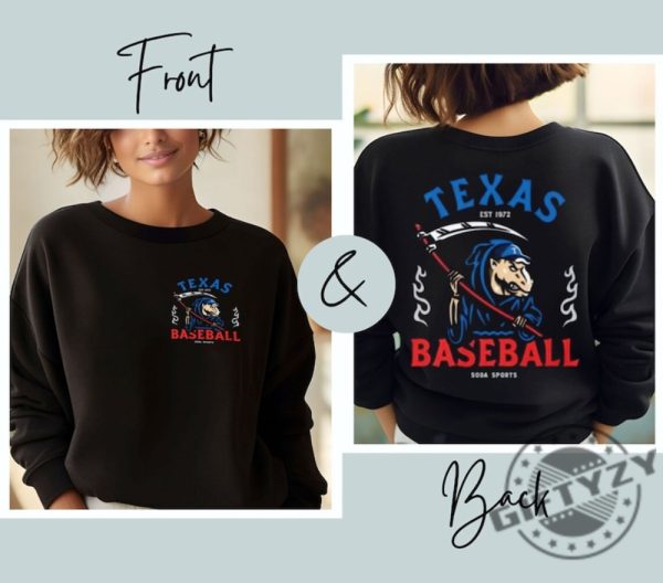 Texas Rangers Shirt Mens Womens Double Sided Tshirt Texas Rangers Hoodie Trendy Unisex Sweater Reaper Baseball Shirts giftyzy 1