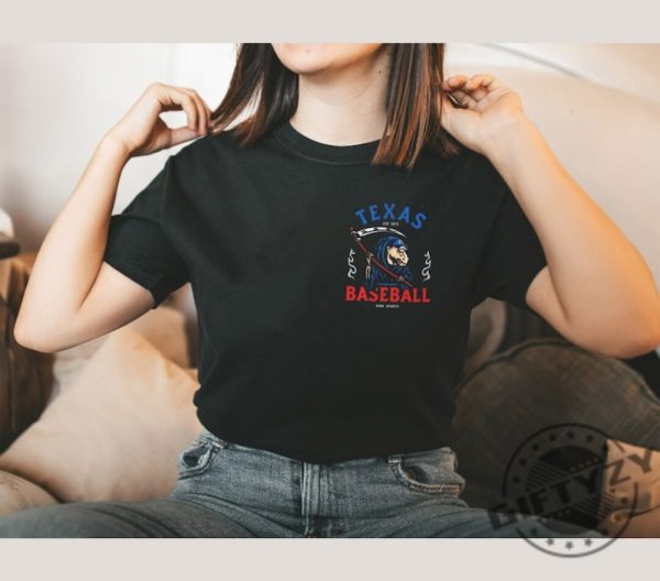 Texas Rangers Shirt Mens Womens Double Sided Tshirt Texas Rangers Hoodie Trendy Unisex Sweater Reaper Baseball Shirts giftyzy 3