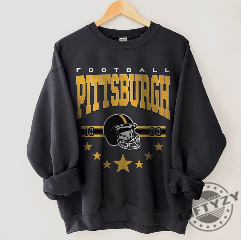 Pittsburgh Football Shirt Vintage Style Pittsburgh Football Crewneck Sweatshirt Football Pittsburgh Hoodie Unisex Trendy Tshirt Football Fan Gifts giftyzy 1