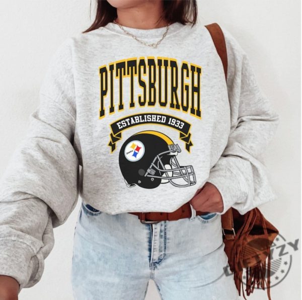 Pittsburgh Football Shirt Vintage Crewneck Sweatshirt Game Day Pullover Hoodie Steelers 90S Style Football Crew Tshirt Trending Shirt giftyzy 1