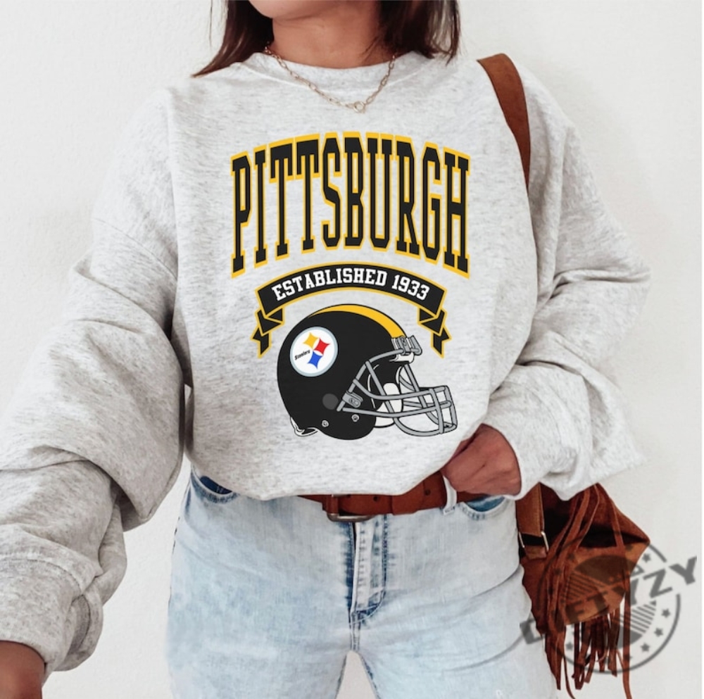 Pittsburgh Football Shirt Vintage Crewneck Sweatshirt Game Day Pullover Hoodie Steelers 90S Style Football Crew Tshirt Trending Shirt