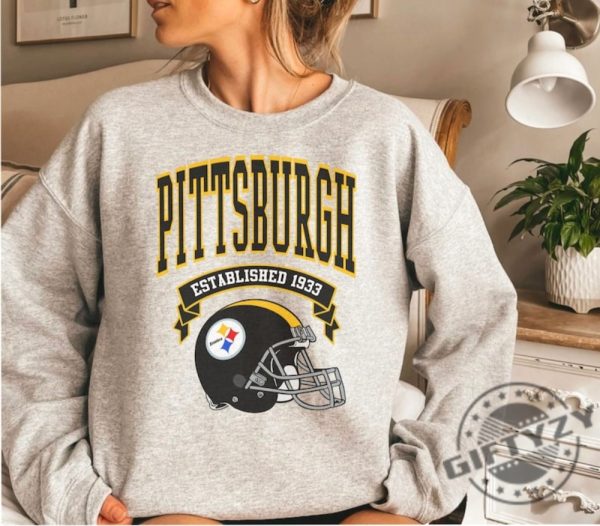 Pittsburgh Football Shirt Vintage Crewneck Sweatshirt Game Day Pullover Hoodie Steelers 90S Style Football Crew Tshirt Trending Shirt giftyzy 2