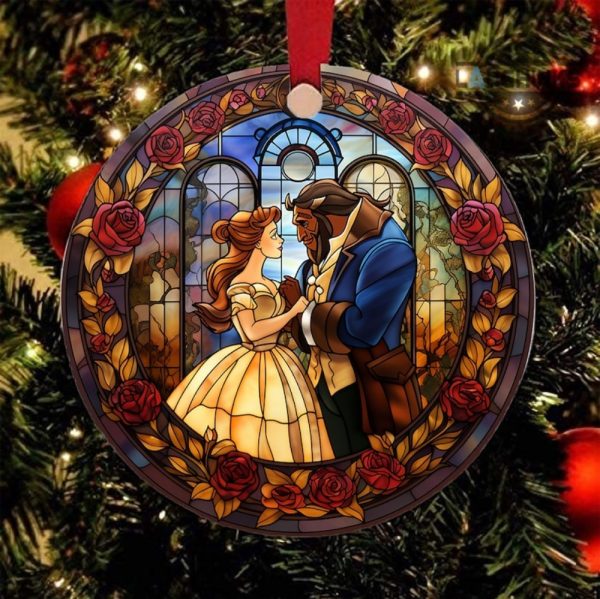 belle christmas ornament beauty and the beast double sided ceramic ornament disney princess xmas tree decoration wedding gift belle and the beast movie laughinks 1