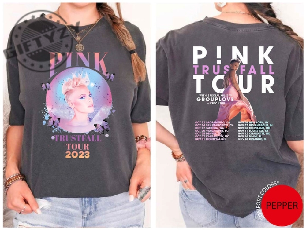 Pink Trustfall Tour 2023 Shirt Trustfall Album Tee Pink Singer Tour Music Festival Sweatshirt Concert Apparel Tour Hoodie Pink Music Shirt