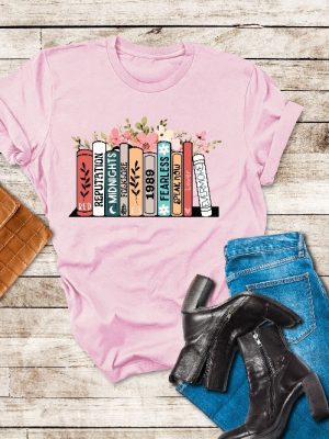 Music Albums As Books T Shirt Folk Music Shirt Trendy Aesthetic Gift For Book Lover Floral Ts Merch Top The Eras Tour Shirt Concert Tee Unique revetee 2