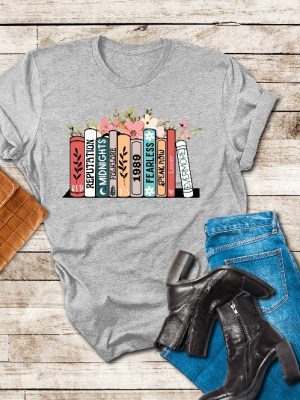 Music Albums As Books T Shirt Folk Music Shirt Trendy Aesthetic Gift For Book Lover Floral Ts Merch Top The Eras Tour Shirt Concert Tee Unique revetee 3