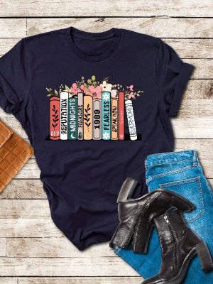 Music Albums As Books T Shirt Folk Music Shirt Trendy Aesthetic Gift For Book Lover Floral Ts Merch Top The Eras Tour Shirt Concert Tee Unique revetee 5