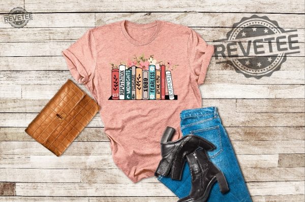 Music Albums As Books T Shirt Folk Music Shirt Trendy Aesthetic Gift For Book Lover Floral Ts Merch Top The Eras Tour Shirt Concert Tee Unique revetee 1 1