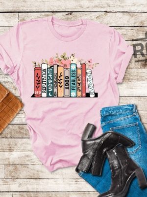 Music Albums As Books T Shirt Folk Music Shirt Trendy Aesthetic Gift For Book Lover Floral Ts Merch Top The Eras Tour Shirt Concert Tee Unique revetee 3 1