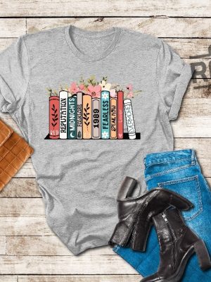 Music Albums As Books T Shirt Folk Music Shirt Trendy Aesthetic Gift For Book Lover Floral Ts Merch Top The Eras Tour Shirt Concert Tee Unique revetee 4 1