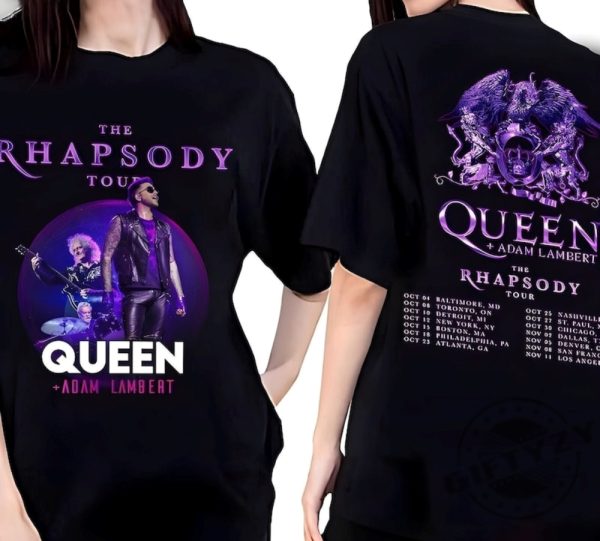 Queen Adam Lambert Rhapsody Tour 2 Sides Shirt Queen Tshirt Queen Adam Lambert 2023 Tour Hoodie Rock Concert Sweatshirt Adam Lambert Shirt giftyzy 1