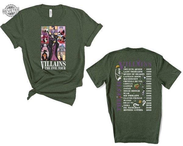 Two Sided Vintage Disney Villains Evil Tour Shirt Disney Villains Concert Music Shirt Disney Villains Squad Disney Halloween Group Shirt Unique revetee 1