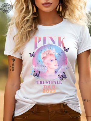 Pink Trustfall Tour 2023 Trustfall Album Tee Pink Singer Tour Music Festival Shirt Concert Apparel Rustic United Brand Shirt Unique revetee 2