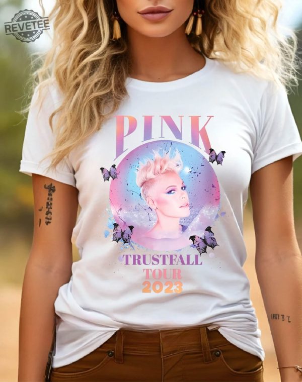 Pink Trustfall Tour 2023 Trustfall Album Tee Pink Singer Tour Music Festival Shirt Concert Apparel Rustic United Brand Shirt Unique revetee 2