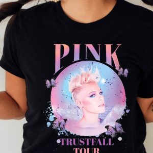 Pink Trustfall Tour 2023 Trustfall Album Tee Pink Singer Tour Music Festival Shirt Concert Apparel Rustic United Brand Shirt Unique revetee 3