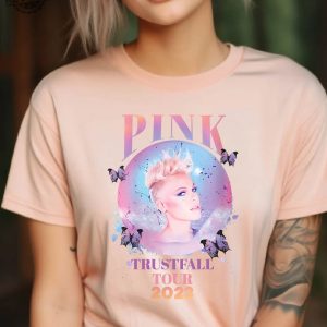 Pink Trustfall Tour 2023 Trustfall Album Tee Pink Singer Tour Music Festival Shirt Concert Apparel Rustic United Brand Shirt Unique revetee 4