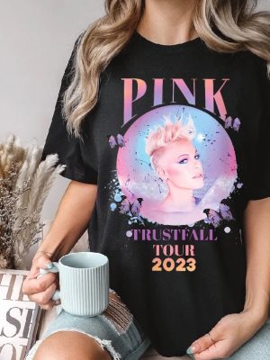 Pink Trustfall Tour 2023 Trustfall Album Tee Pink Singer Tour Music Festival Shirt Concert Apparel Rustic United Brand Shirt Unique revetee 5