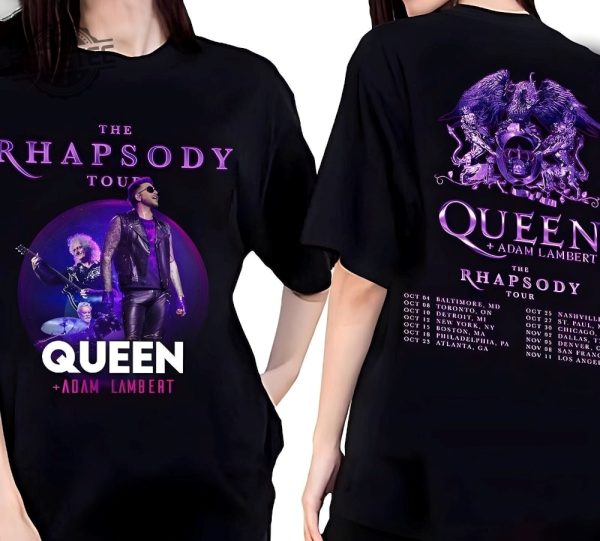 Queen Adam Lambert Rhapsody Tour 2 Sides Shirt Queen Shirt Queen Adam Lambert 2023 Tour Shirt Rock Concert Shirt Adam Lambert Shirt Unique revetee 2