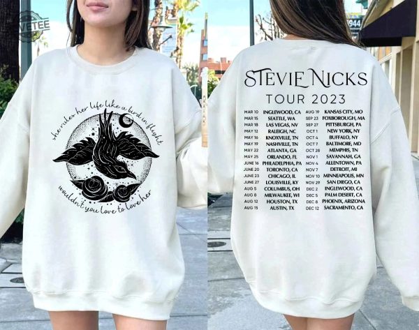 Stevie Nicks Tour 2023 Shirt Fleetwood Mac Band Tour 2023 Stevie Nicks Bird In Flight Rhiannon Stevien Nick 2023 Stevien Nick Tracklist Unique revetee 2