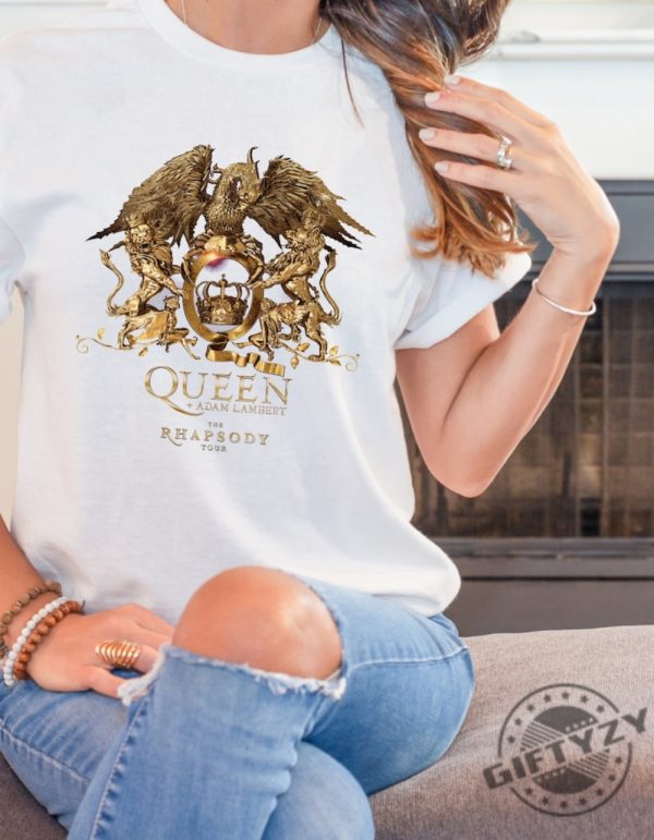 Queen Adam Lambert The Rhapsody Tour 2023 Shirt Queen Rock Band Tour 2023 Hoodie Queen Band Tshirt Adam Lambert Tour 2023 Sweatshirt Gold Letters Shirt giftyzy 4