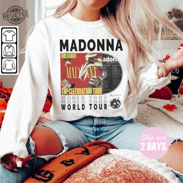 Madonna Music Shirt Sweatshirt Y2k Merch Vintage 90S Madonna The Celebration Tour 2023 Tickets Album Tee Hoodie Gift For Fan revetee 3