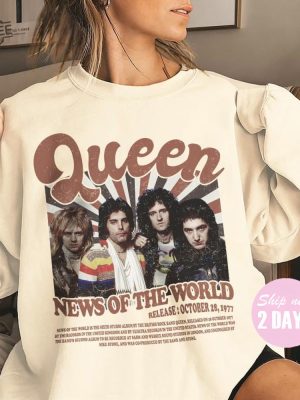 Limited Queen Rock Merch Music Shirt News Of The World Album Music Graphic Tee Queen Rock Band Vintage Retro Merch Sweatshirt revetee 2