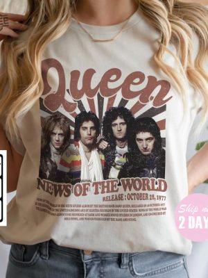 Limited Queen Rock Merch Music Shirt News Of The World Album Music Graphic Tee Queen Rock Band Vintage Retro Merch Sweatshirt revetee 3