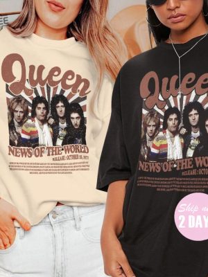 Limited Queen Rock Merch Music Shirt News Of The World Album Music Graphic Tee Queen Rock Band Vintage Retro Merch Sweatshirt revetee 6