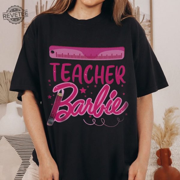 Personalized Teacher Barbie Shirt Barbie Custom Shirt Personalized Barbie Shirt Barbie Party Shirt Custom Barbie Gift Pink Teacher Shirt revetee 1